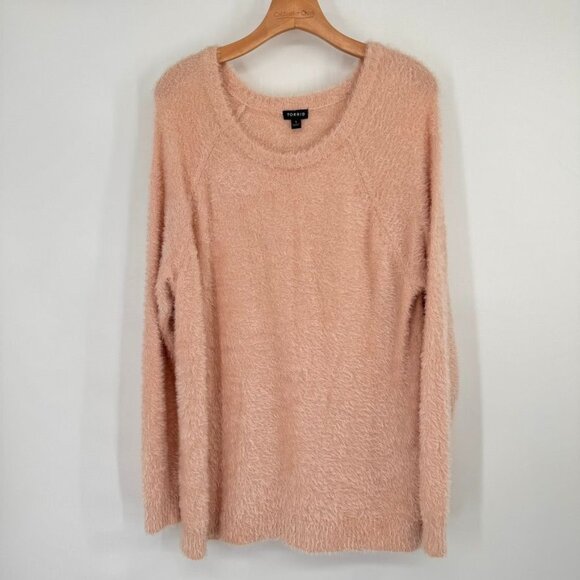 Torrid Womens blush Pink Fluffy Knit Sweater Size 1X Cotton Blend plus - Picture 3 of 13